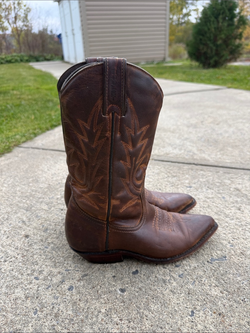 Vintage BOULET Brown Leather Western Cowboy Boots Handcrafted Size 5C